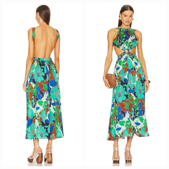 cult gaia Dresses & Skirts - Theia Dress in Botanic Aqua Silk Voile